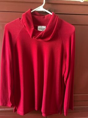 Coldwater Creek Bright Red Twisted Cowl Neck Sweater